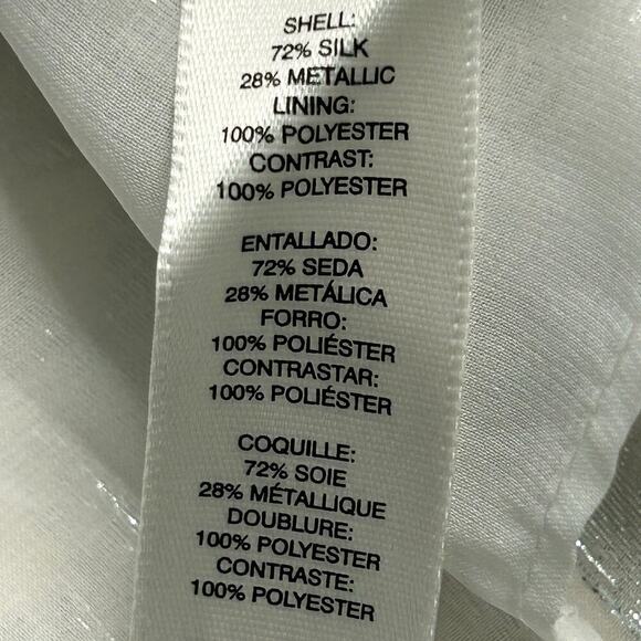 White House black market white silk and silver metallic sleeveless tank size S - Picture 7 of 8